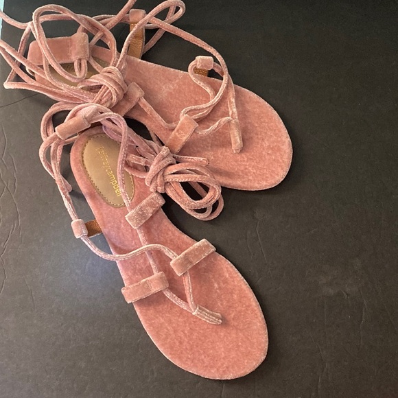 Jeffrey Campbell Blush Pink Velvet Lace-up Sandals - Picture 2 of 7
